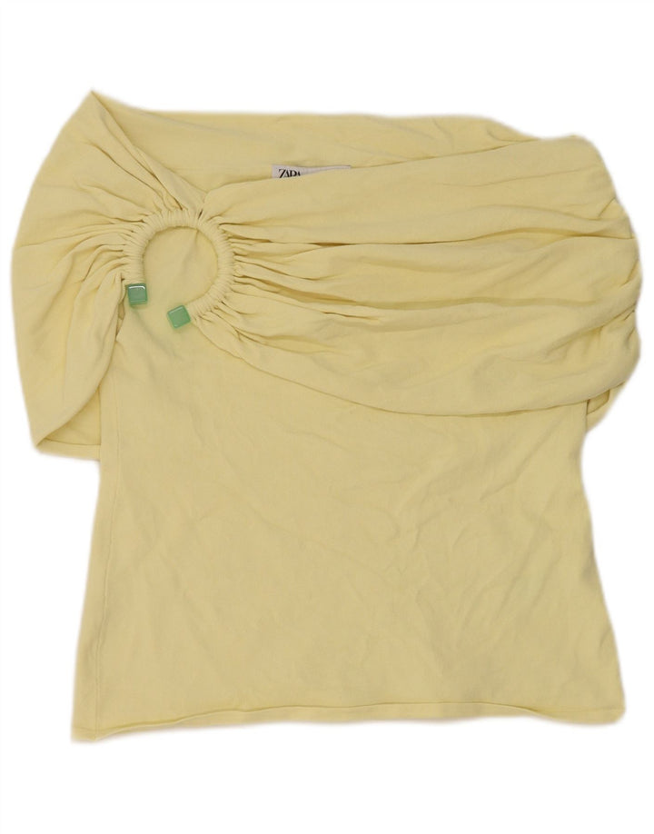 Zara Haut à épaules dénudées pour femme UK 16 Large Viscose Jaune