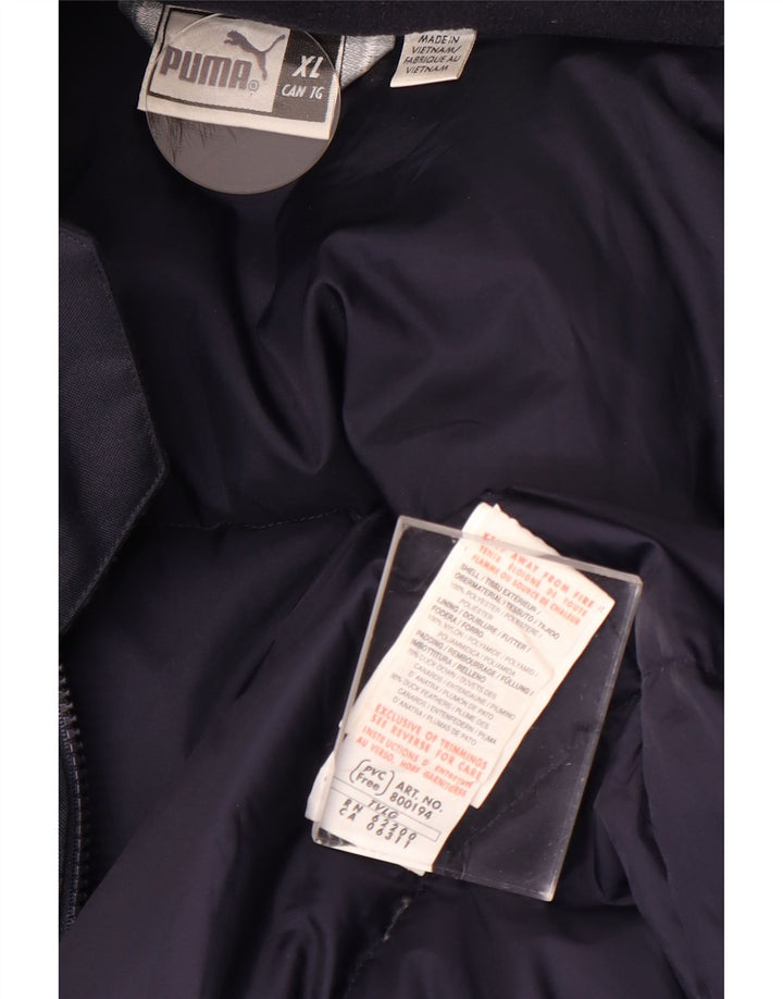 PUMA Manteau rembourré à capuche pour homme UK 42 XL Bleu marine Polyester