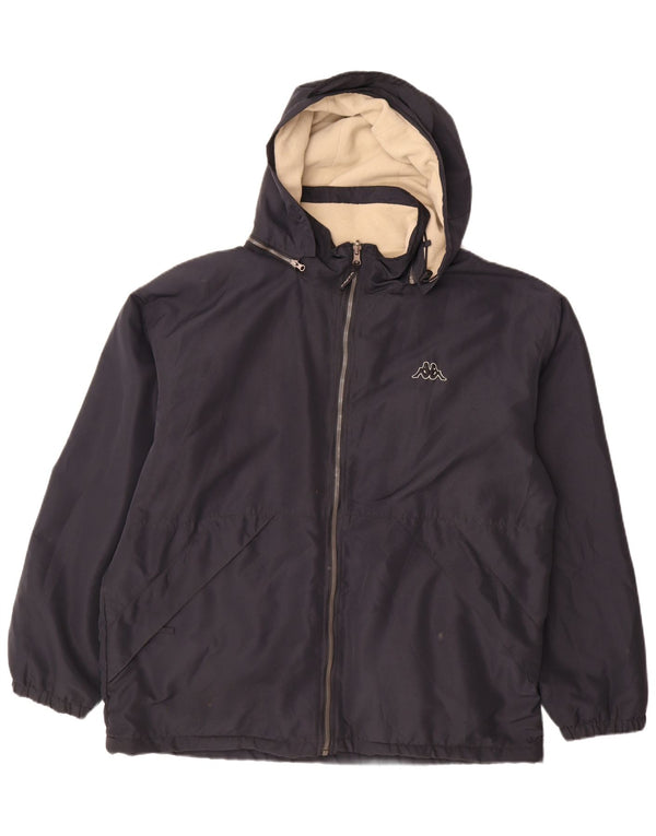 Kappa Veste réversible à capuche pour homme UK 40 Large Bleu marine Polyester