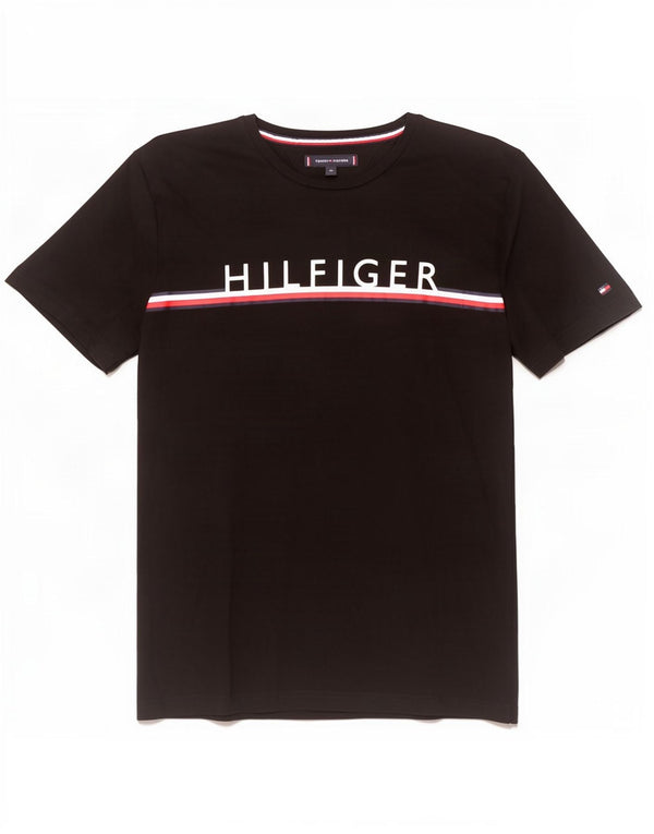 Tommy Hilfiger T-Shirt Graphique Homme Top XL Noir Coton