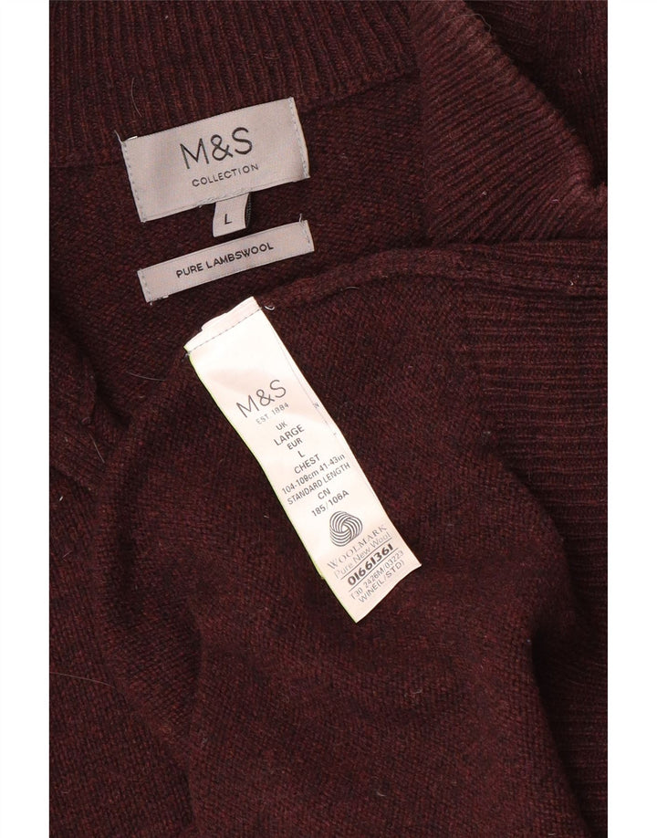 Marks & Spencer Pull à col zippé pour homme Grande laine bordeaux