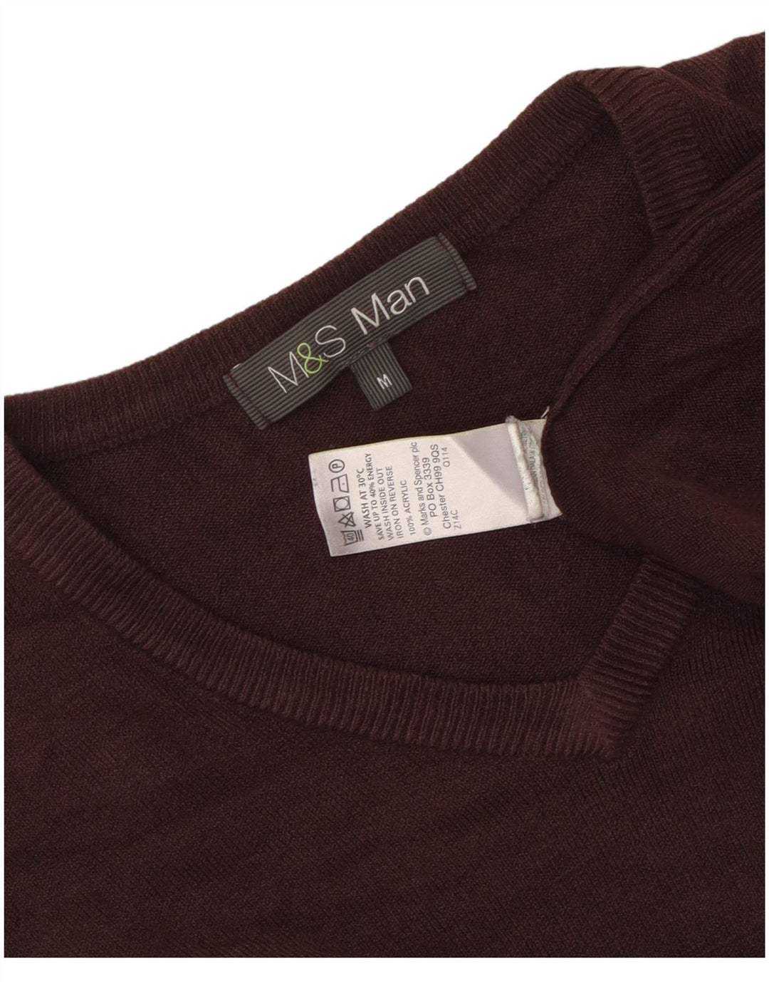 Marks & Spencer Pull col en V pour femme UK 14 Acrylique marron moyen