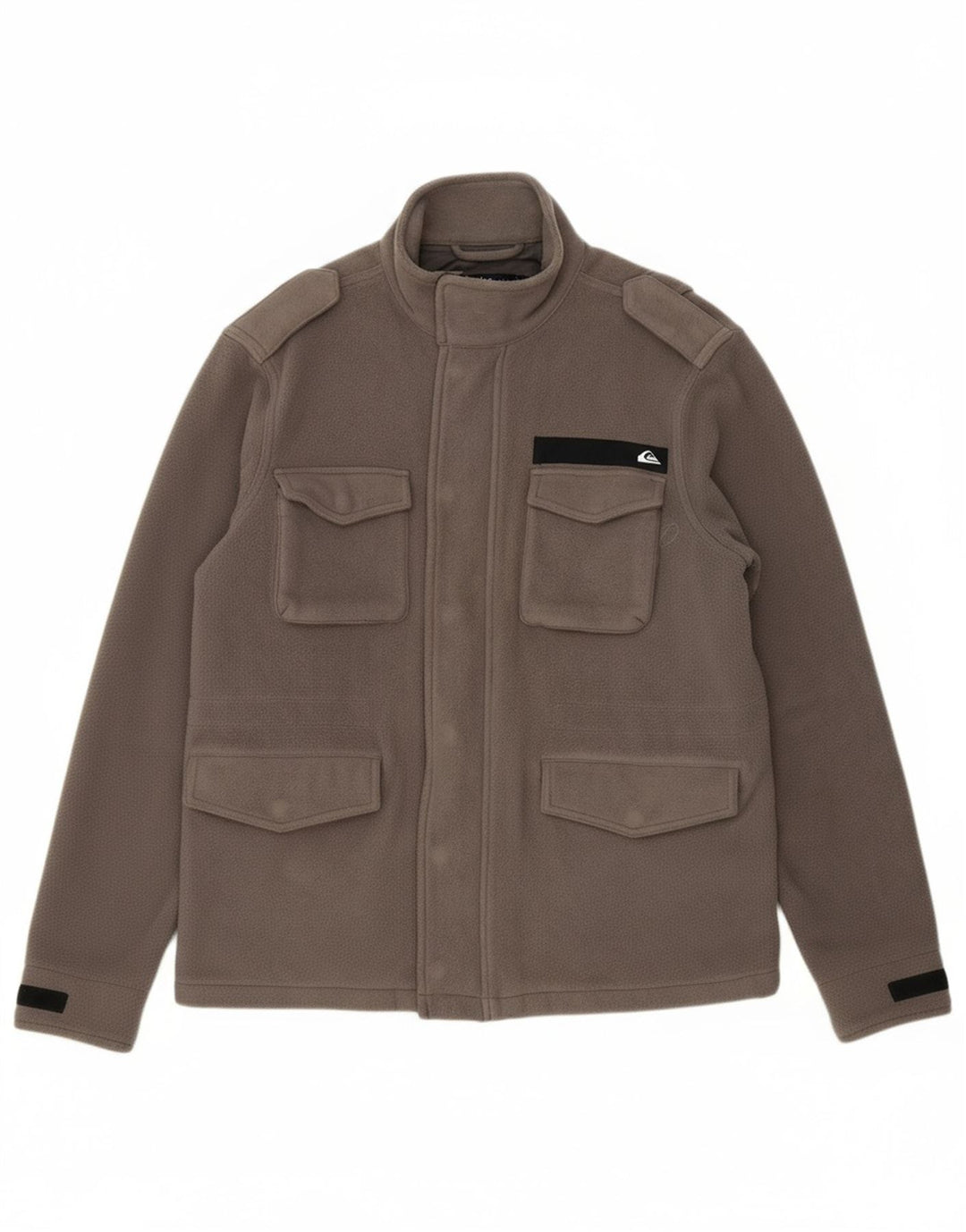 QUIKSILVER Mens Fleece Military Jacket UK 38 Medium Grey Polyester