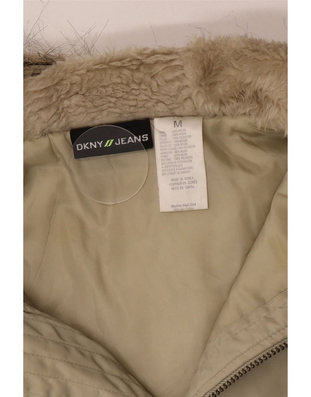 Dkny Veste coupe-vent à capuche pour femme UK 14 Medium Khaki Nylon