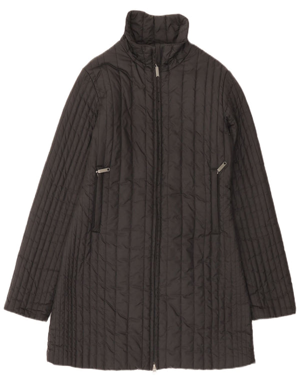 manteau rembourré femme vintage UK 10 Petit polyester noir