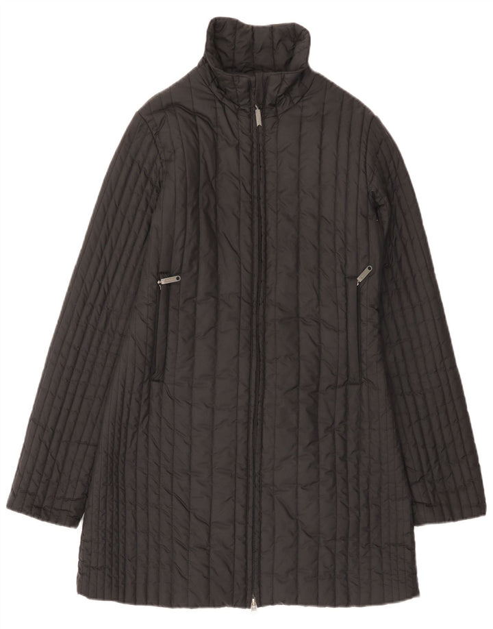 manteau rembourré femme vintage UK 10 Petit polyester noir