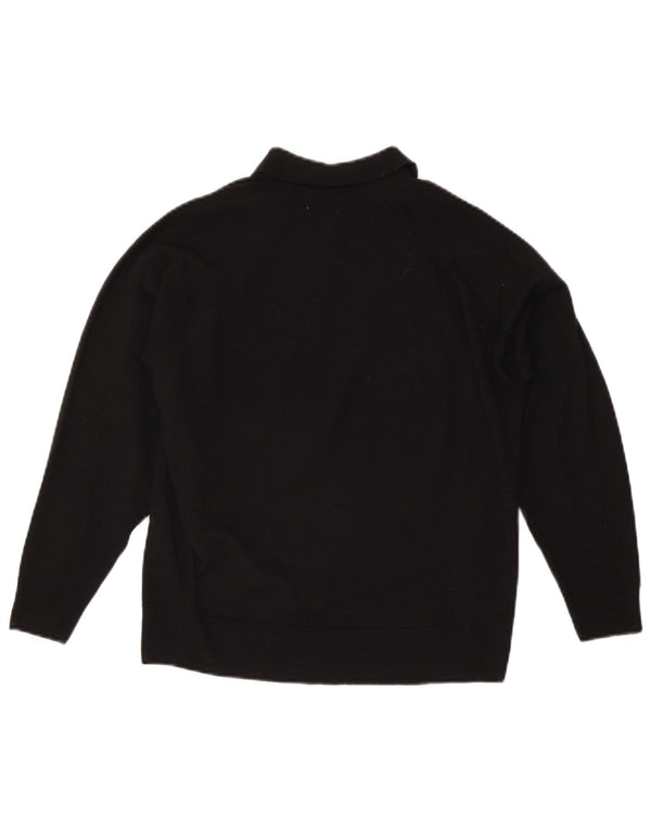 CZARINA Pull à col polo pour femme UK 16 Grande laine noire