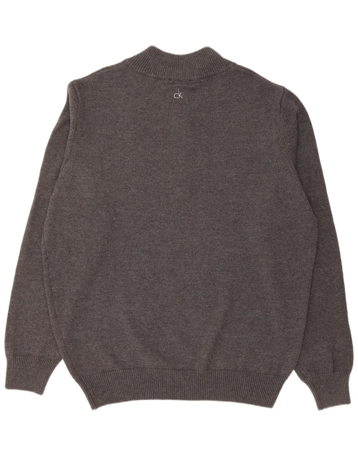 CALVIN KLEIN Pull de golf à col zippé pour homme 2XL Gris Coton