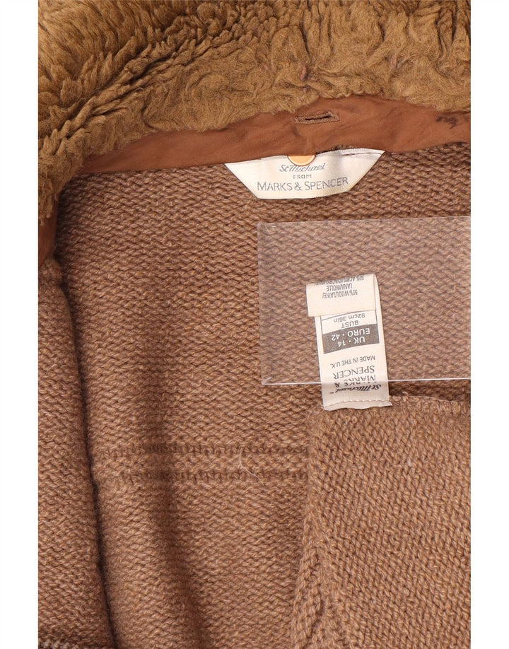 Marks & Spencer Pull Cardigan Femme SUK 14 Laine Marron Moyen