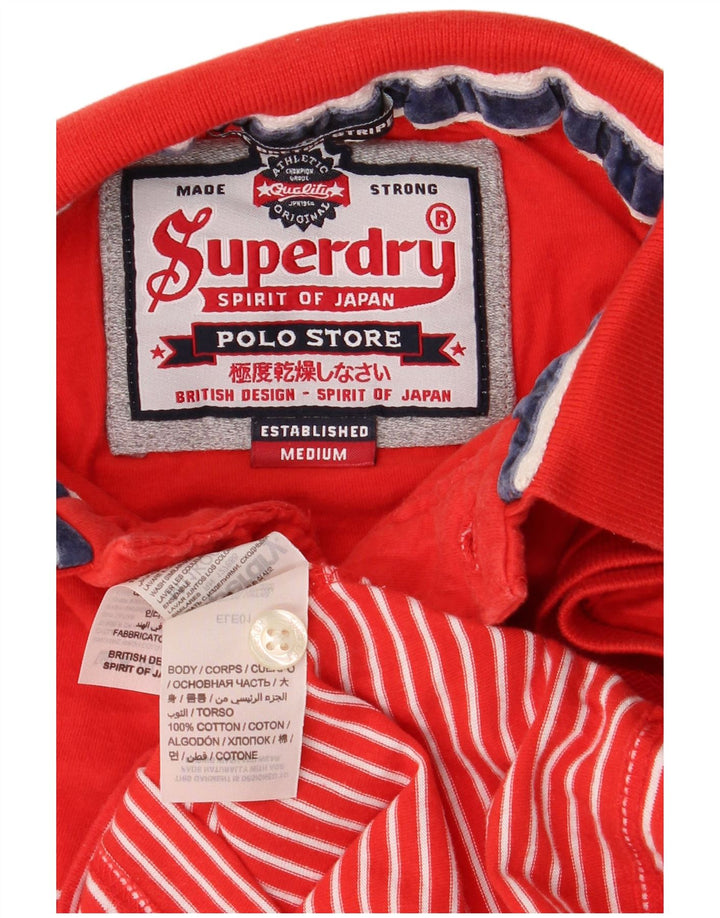 Superdry Polo Homme Rayé Rouge Moyen Coton