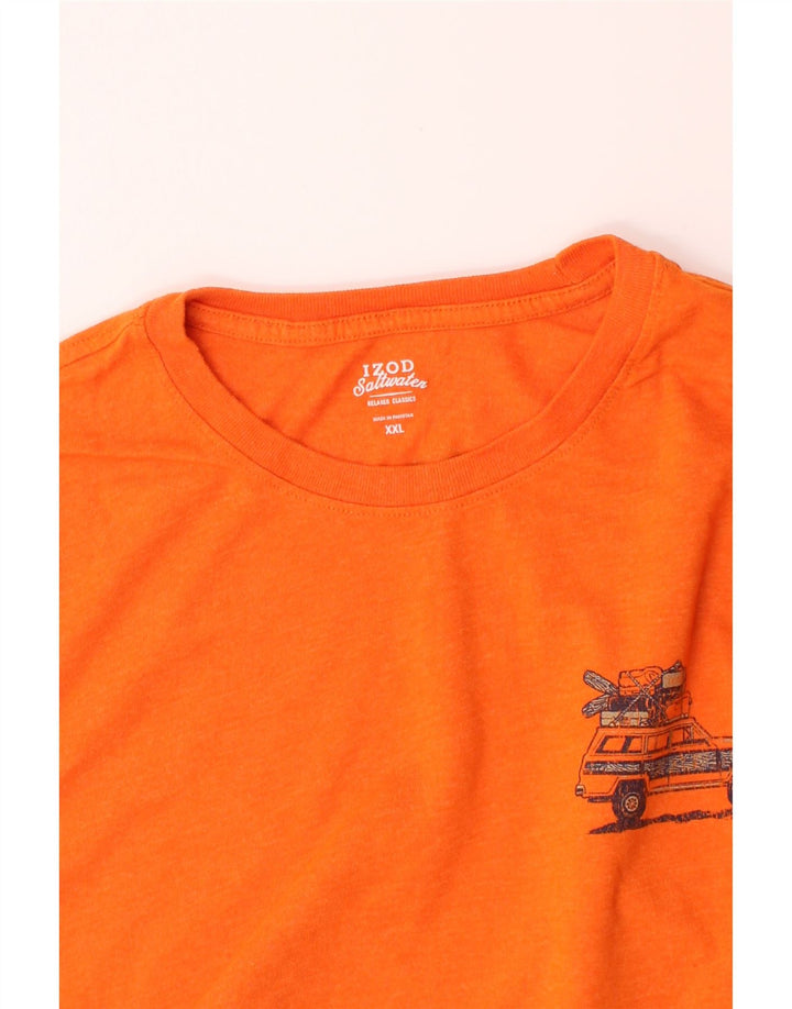 IZOD Mens Salt Water Graphic Top Long Sleeve 2XL Orange Vintage Izod and Second-Hand Izod from Messina Hembry 