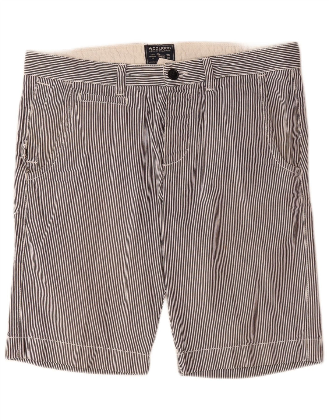 Woolrich Short Chino Homme W33 Coton à Rayures Bleu Marine Moyen