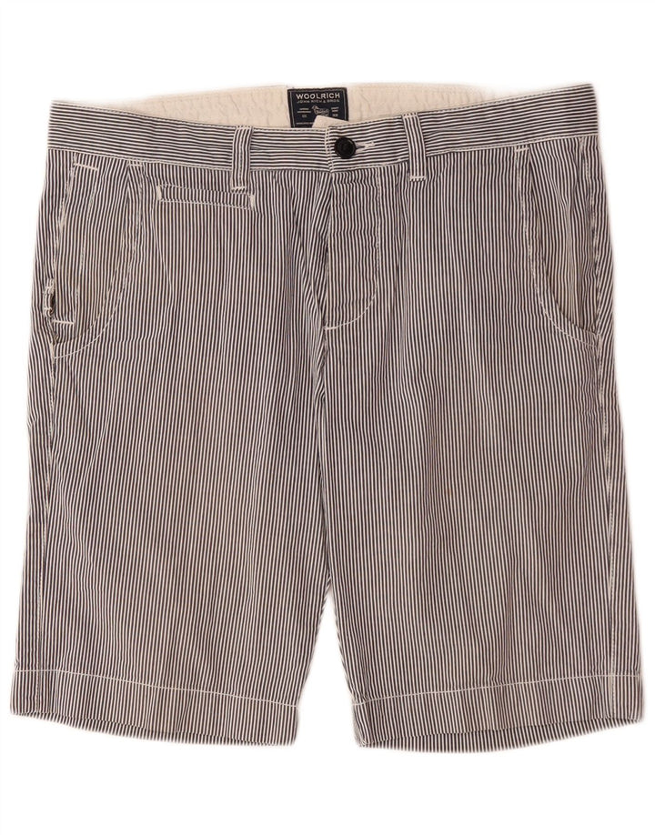 Woolrich Short Chino Homme W33 Coton à Rayures Bleu Marine Moyen