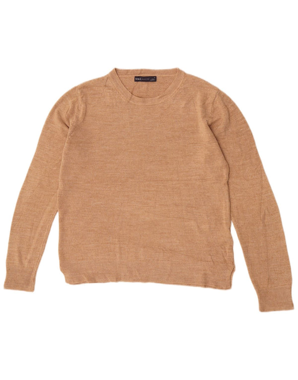 Marks & Spencer Pull à col rond pour femme UK 12 Acrylique beige moyen