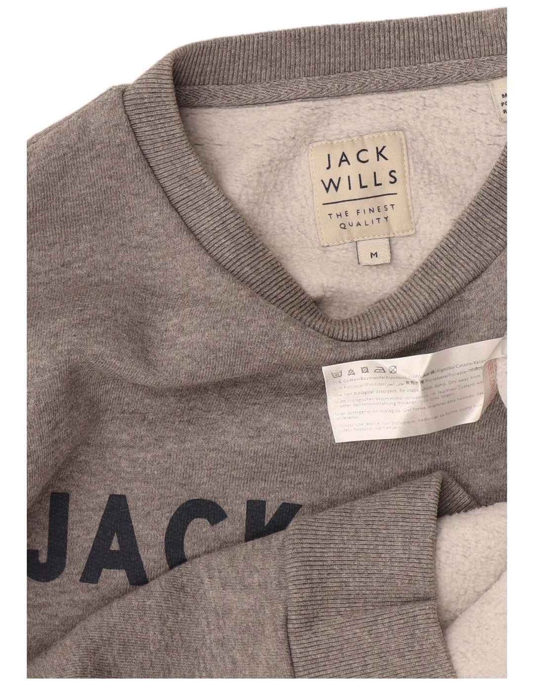 Jack Wills Sweat-Shirt Graphique Homme Gris Moyen Moucheté Coton