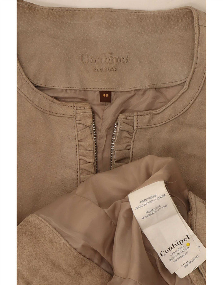 Conbipel Veste En Daim Femme IT 46 Grand Cuir Beige