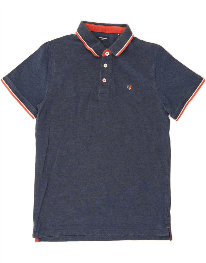 JACK & JONES Mens Polo Shirt Large Navy Blue Cotton Vintage Jack & Jones and Second-Hand Jack & Jones from Messina Hembry 