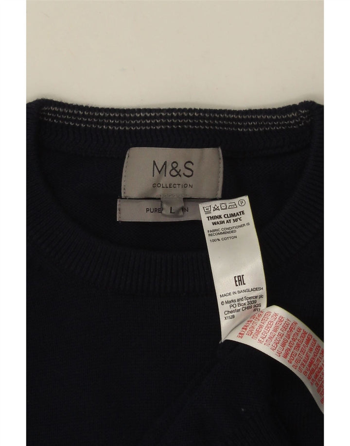 MARKS & SPENCER Pull à col rond pour homme en coton bleu marine Taille L