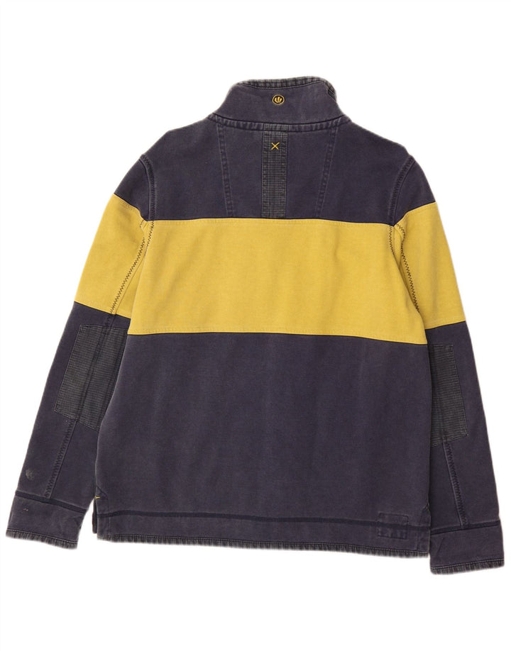 Fat Face Sweat-shirt à col zippé pour homme Bleu marine moyen Colourblock