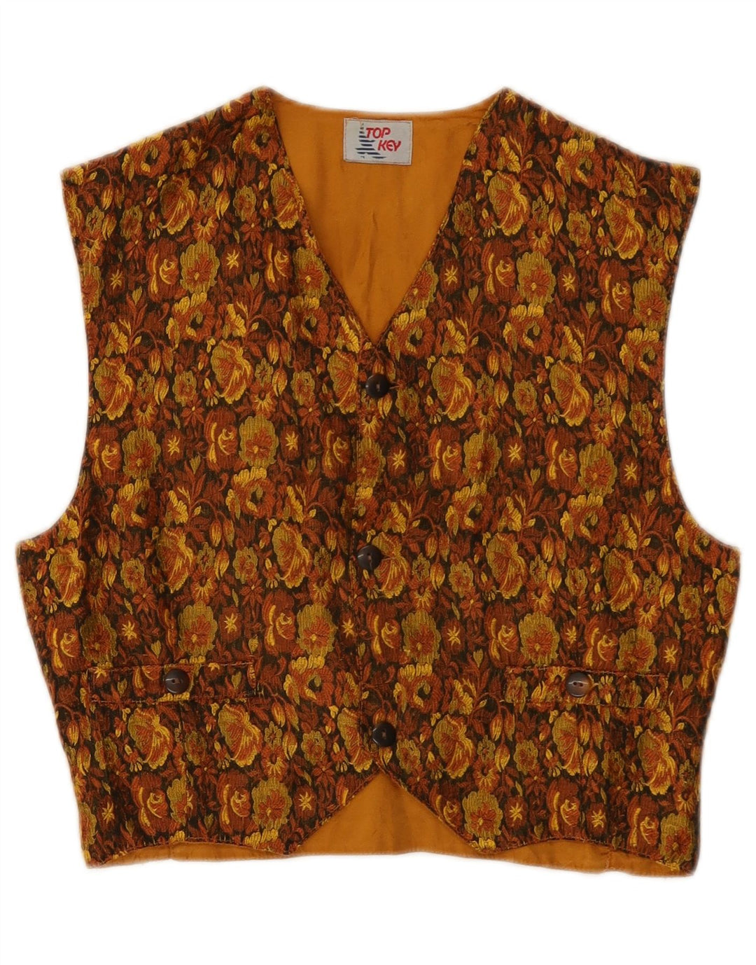 gilet femme vintage IT 40 Petit Marron Floral