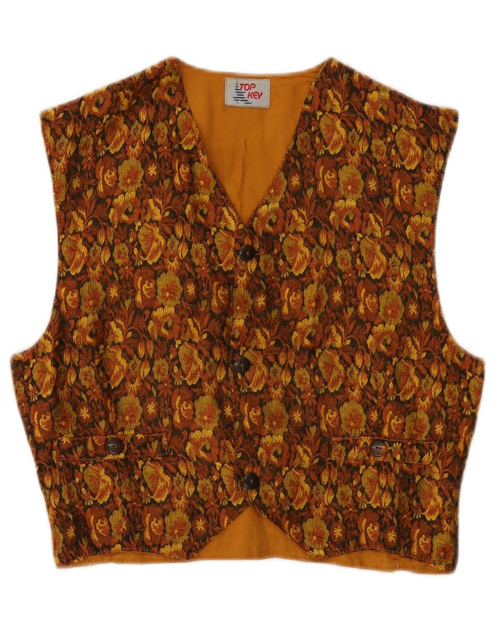 gilet femme vintage IT 40 Petit Marron Floral