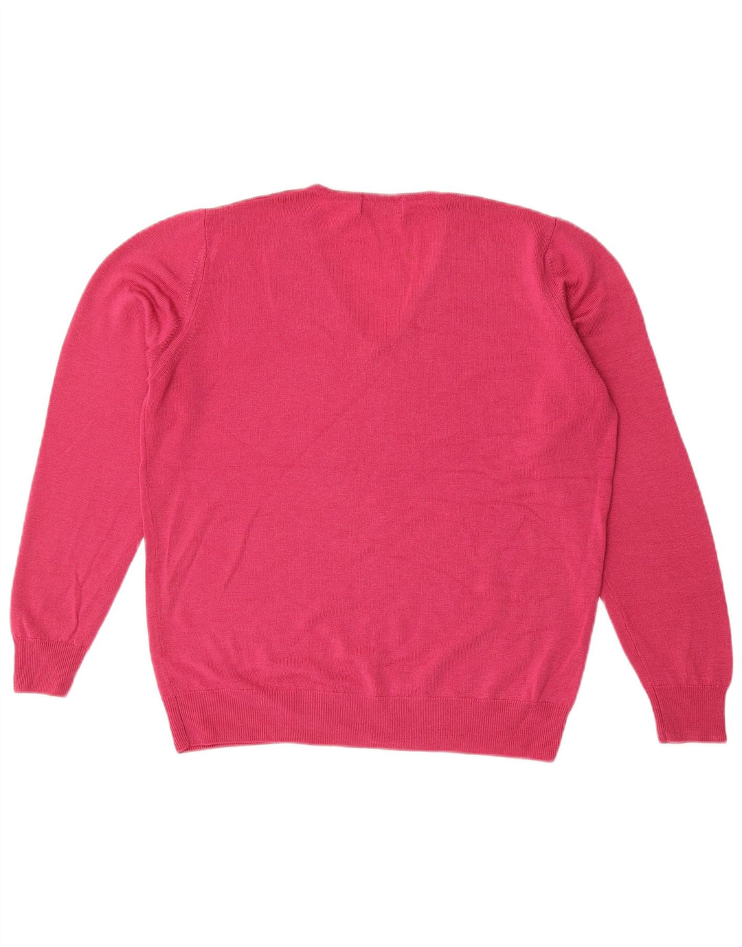 Marks & Spencer Pull col en V pour femme UK 14 Laine vierge rose moyen