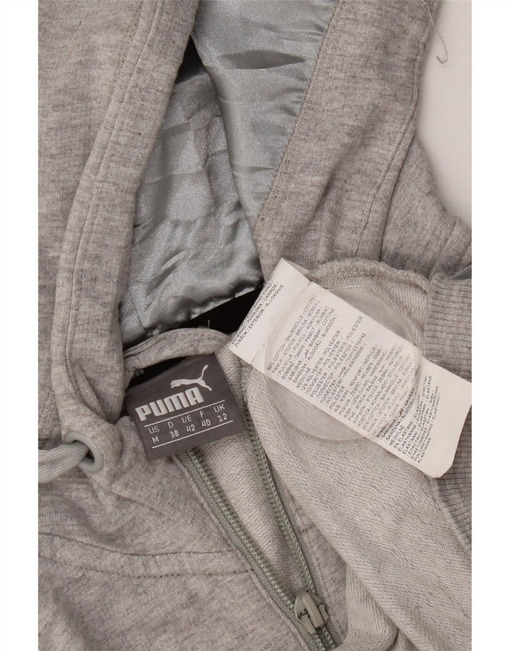 Puma Pull à capuche zippé pour femme UK 12 Gris moyen Coton