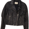 River Island Veste de motard en cuir pour femme UK 12 Medium Noir