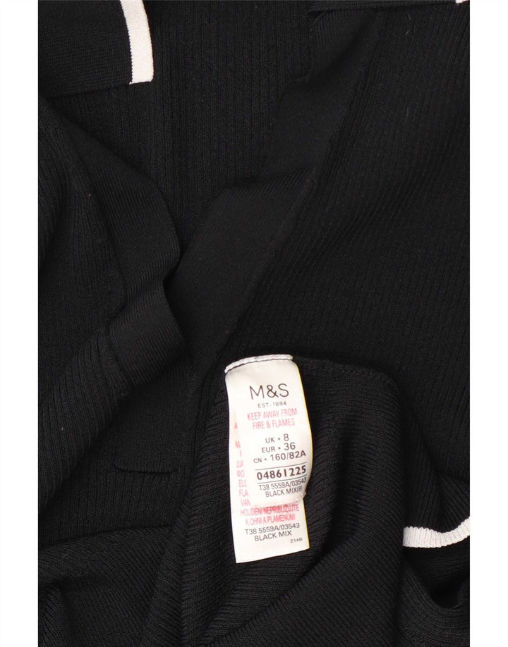Marks & Spencer Polo Femme UK 8 Small Noir Viscose