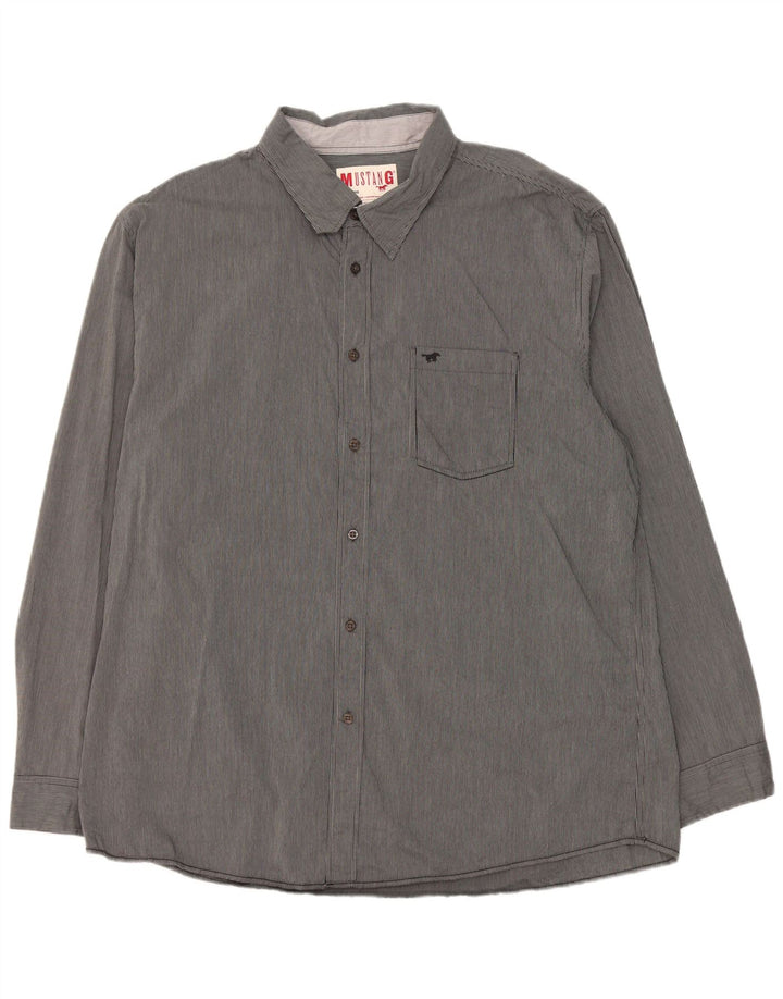 Mustang Chemise Homme 3XL Gris Rayé Coton