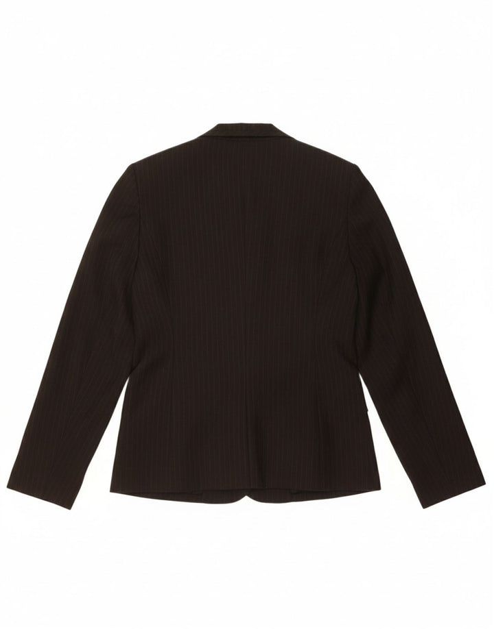 NAF NAF Womens 1 Button Blazer Jacket EU 40 Medium Black Pinstripe