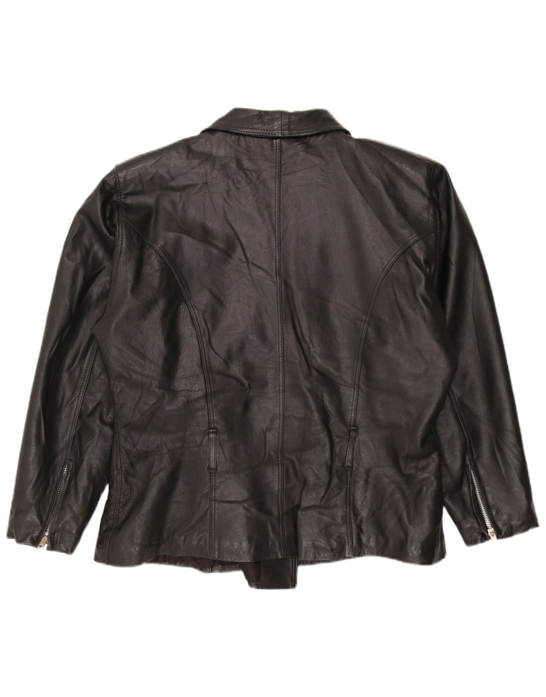 Veste motard en cuir femme vintage UK 14 Noir Moyen