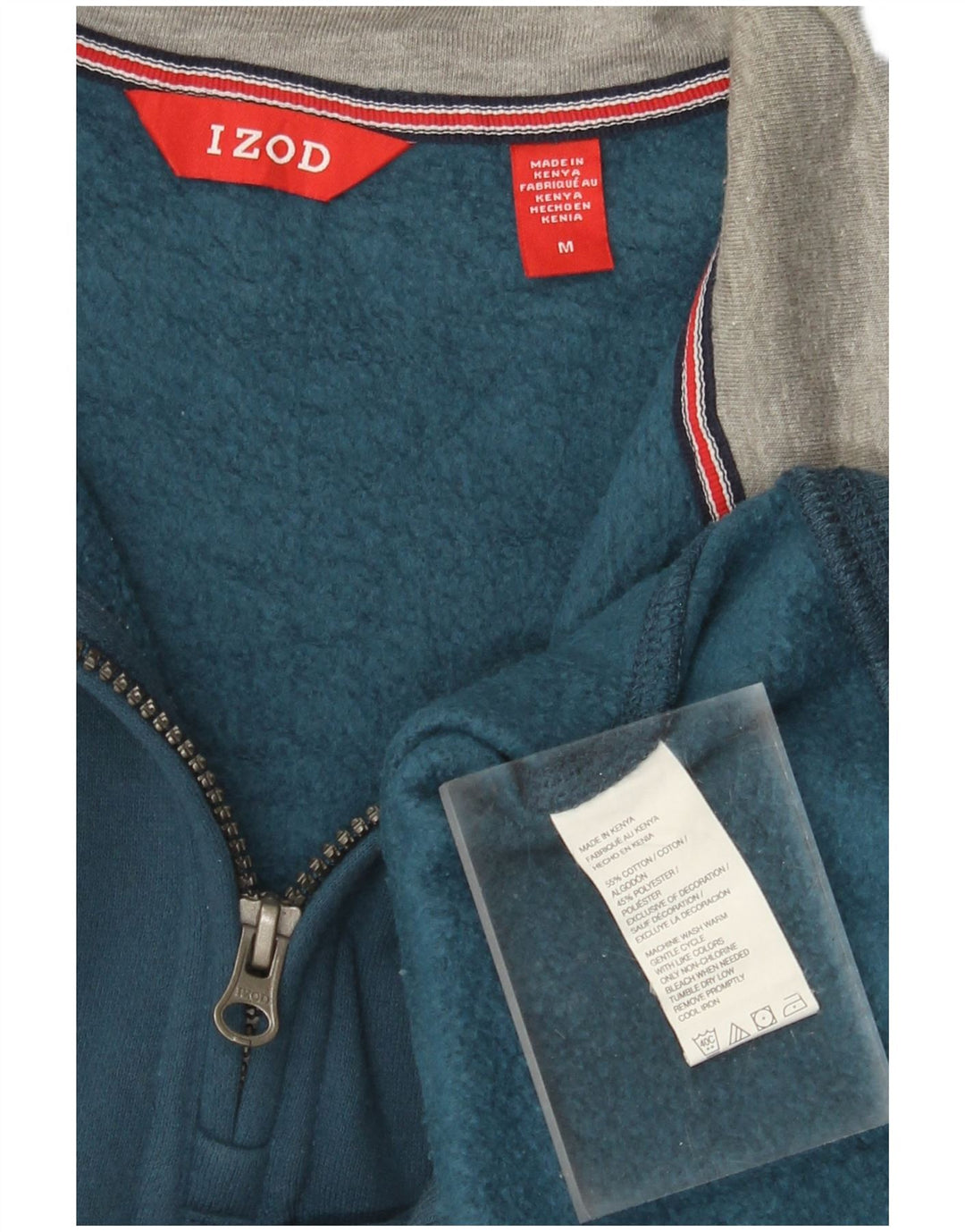 IZOD Sweat-Shirt Col Zippé Homme Bleu Moyen Coton