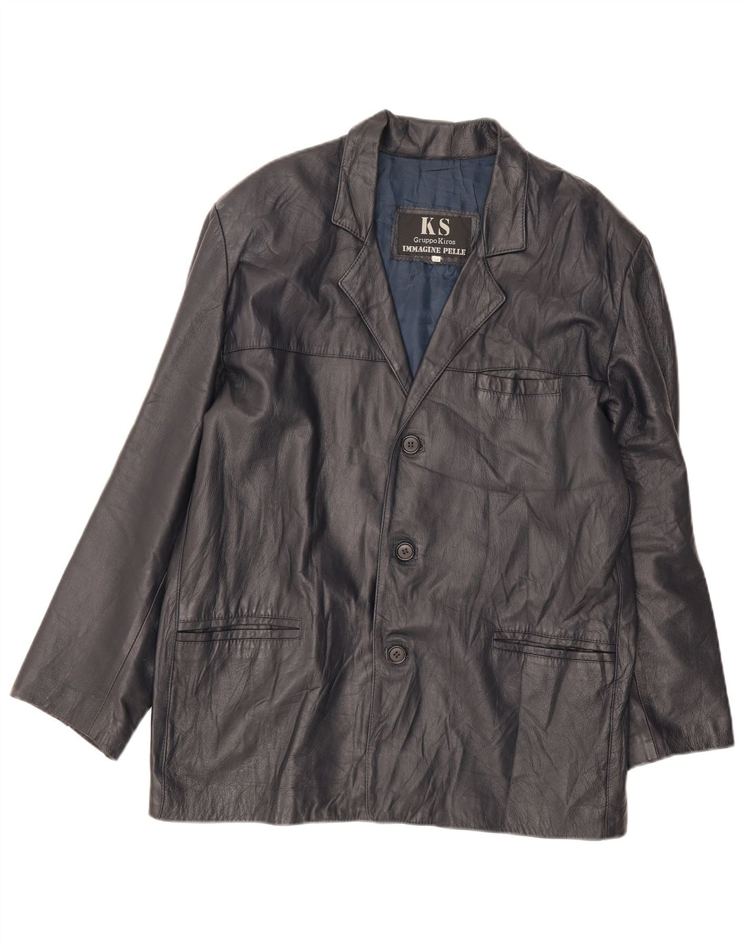 Kiros Veste en cuir pour homme IT 54 2XL Bleu marine