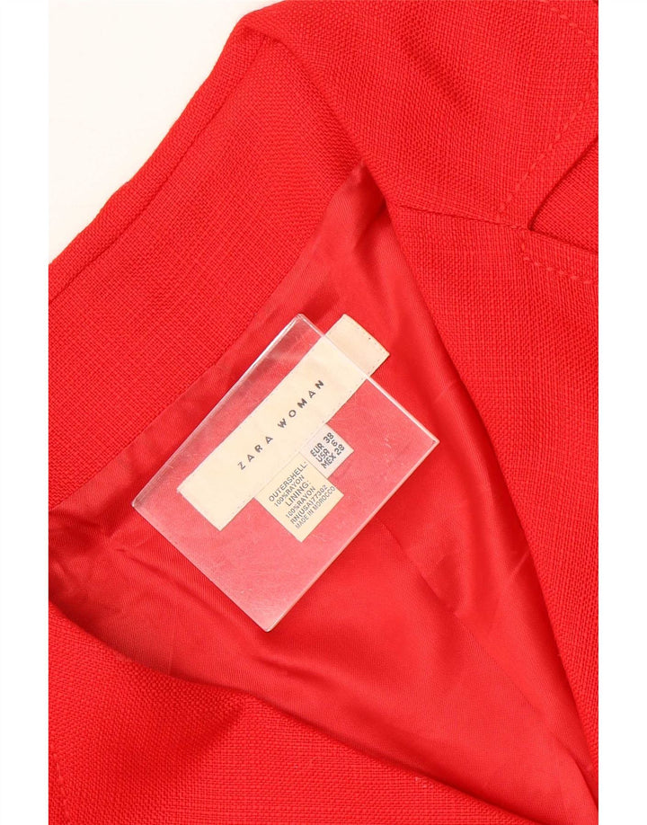 Zara Veste blazer à manches 3/4 pour femme EU 38 Petite rayonne rouge