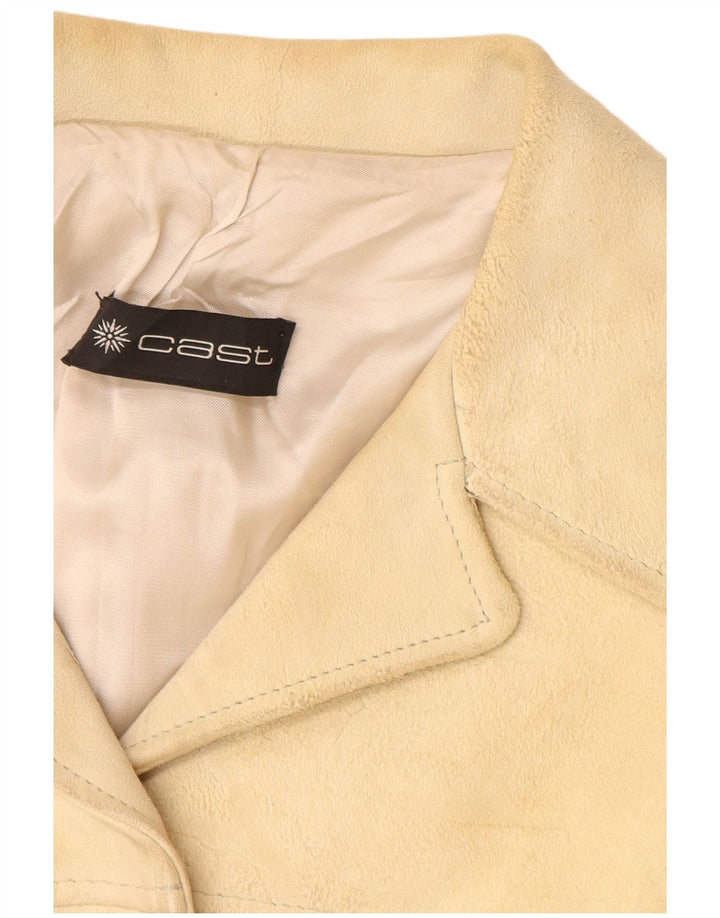 veste en daim femme vintage UK 12 cuir beige moyen