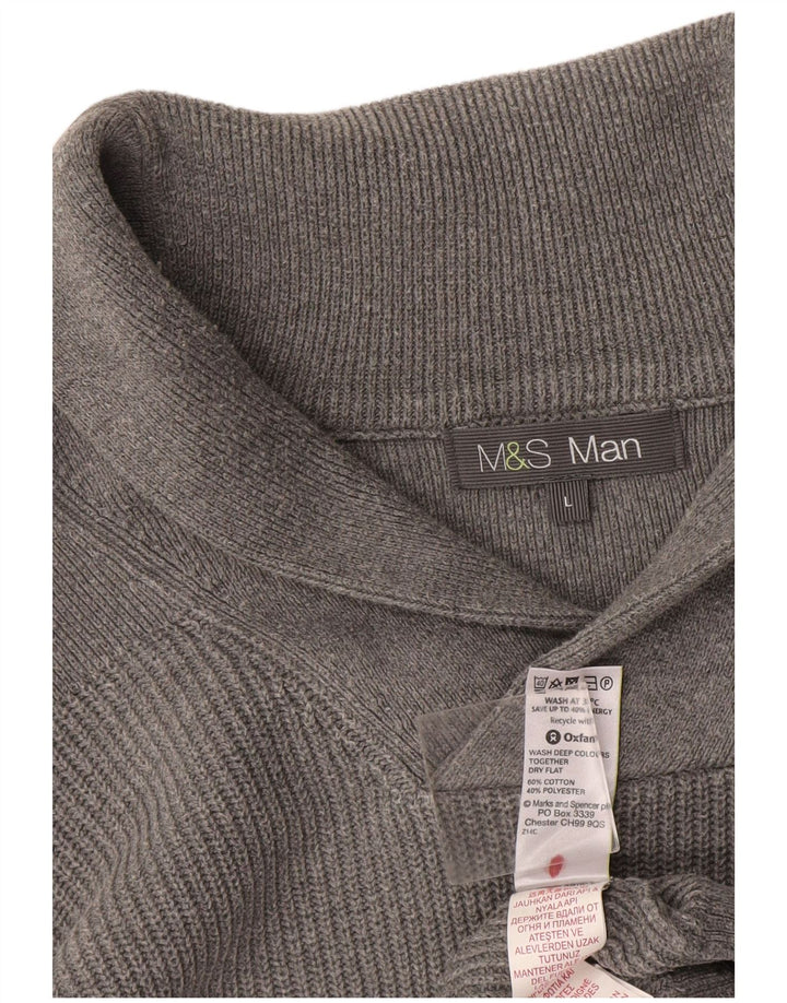 Marks & Spencer Pull à col châle pour homme en coton gris Taille L