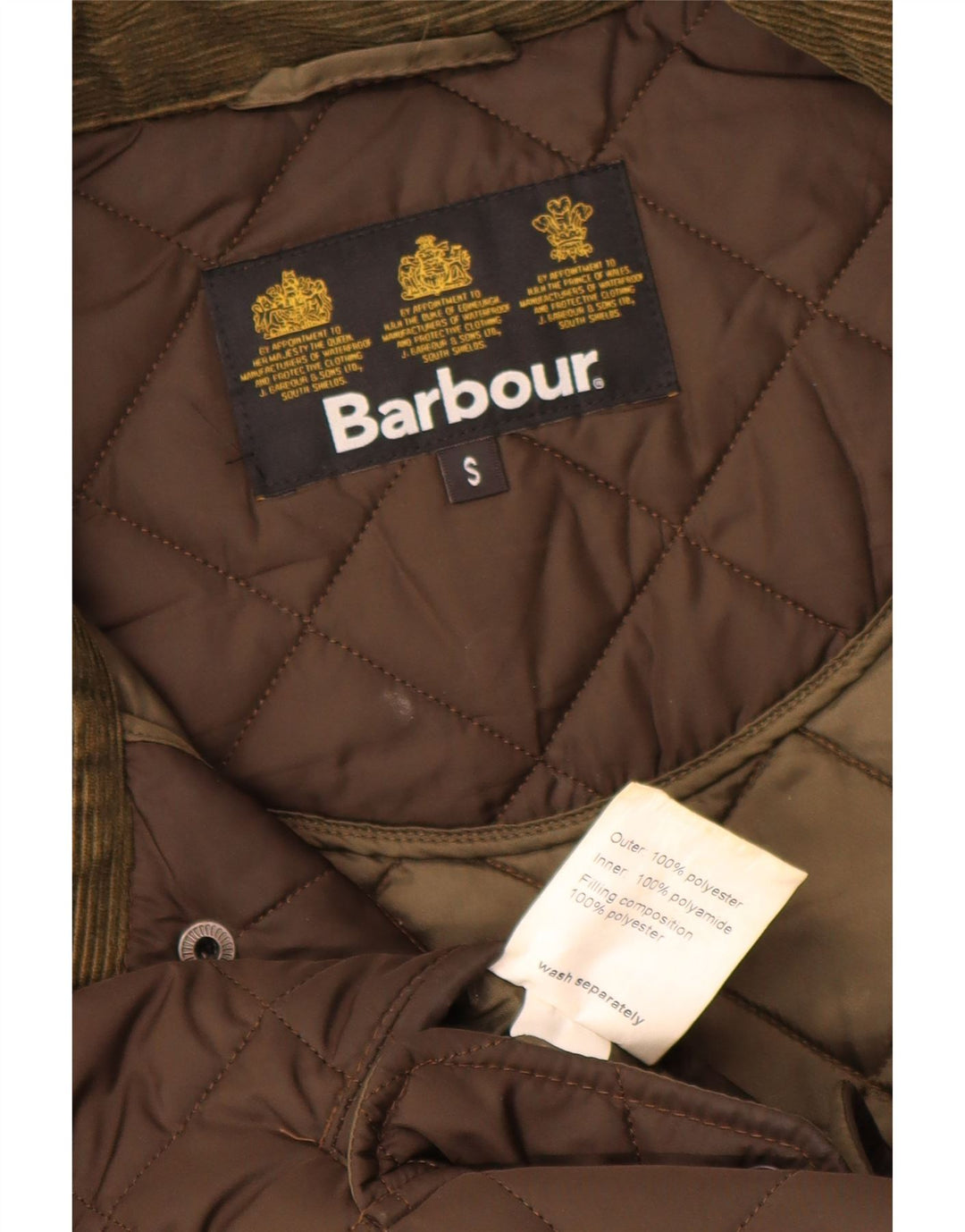 Barbour Veste matelassée pour homme UK 36 Petit Marron Polyester