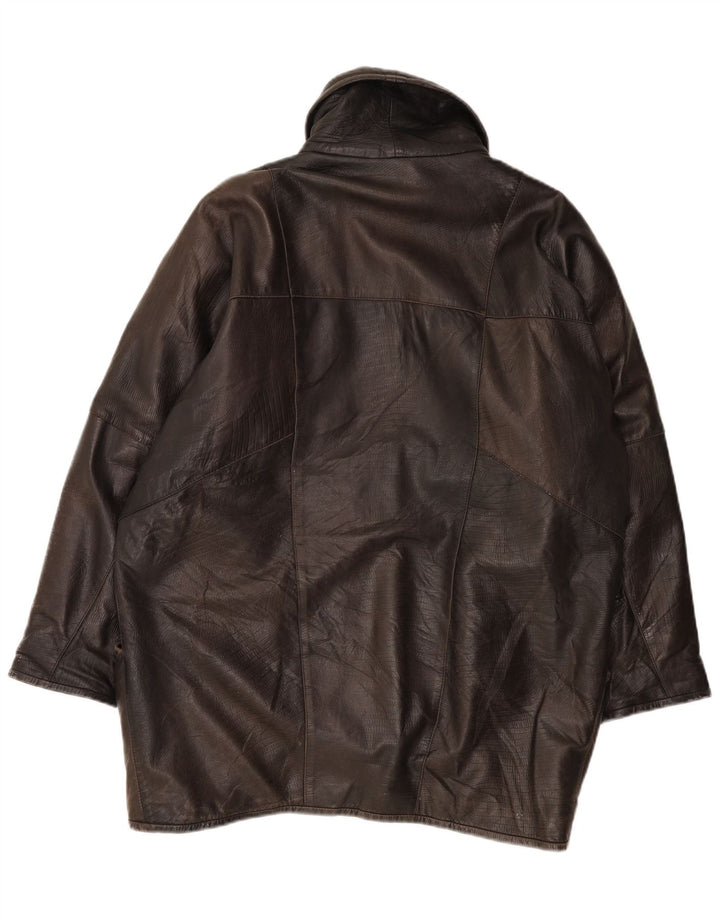 Veste en cuir surdimensionnée femme vintage EU 44 XL Cuir Marron