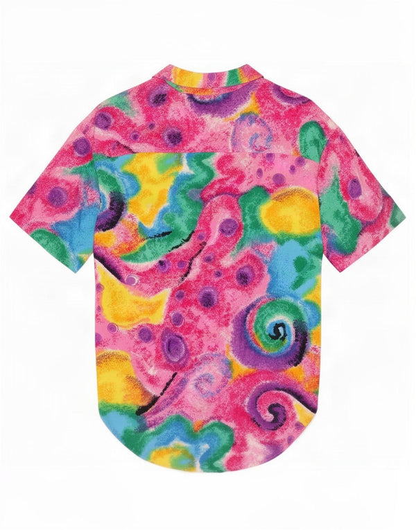 vintage Womens Abstract Pattern Shirt Blouse UK 14 Moyen Multicolore