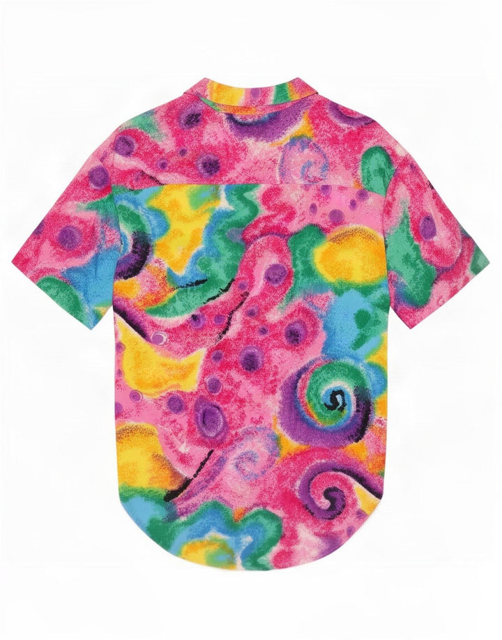 vintage Womens Abstract Pattern Shirt Blouse UK 14 Moyen Multicolore