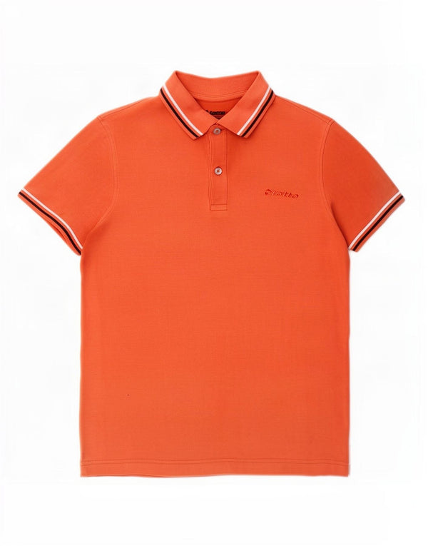 Lotto Polo Homme Rayé Orange Moyen Coton