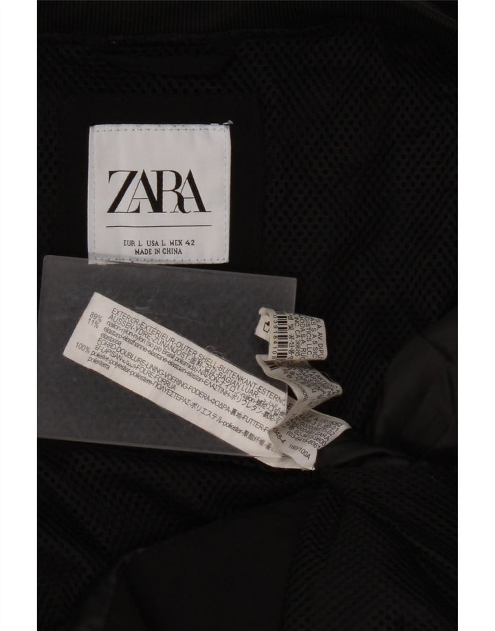 ZARA Veste Bomber Homme UK 40 Large Nylon Noir