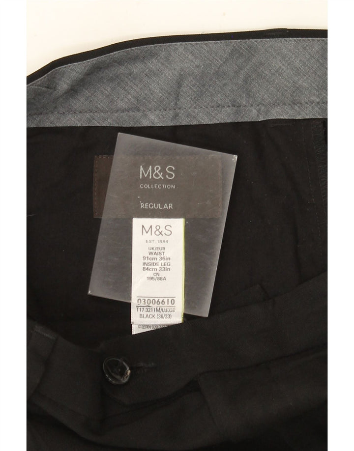 MARKS & SPENCER Pantalon de costume coupe classique pour homme W36 L33 Noir Polyester