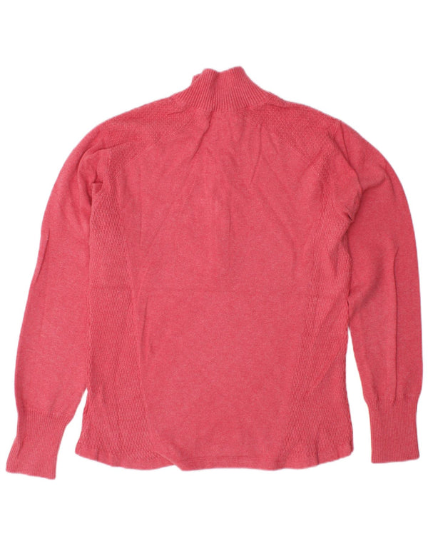 EDDIE BAUER Pull col zippé pour femme UK 16 Grand coton rose