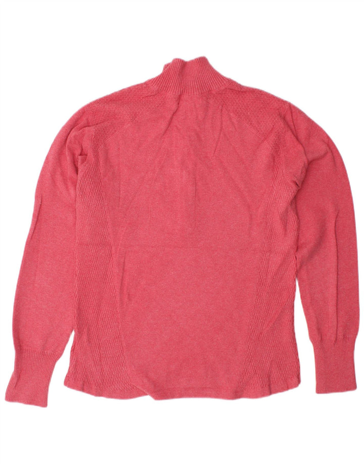 EDDIE BAUER Pull col zippé pour femme UK 16 Grand coton rose