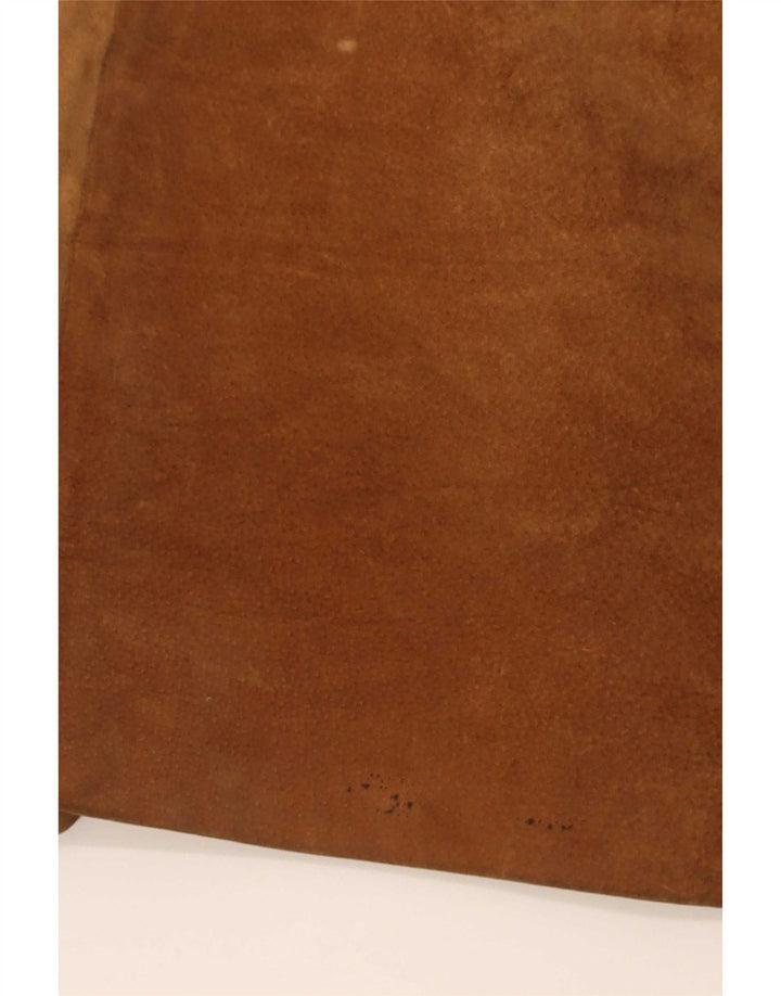 jupe portefeuille en daim femme vintage IT 44 Medium W28 Cuir Marron