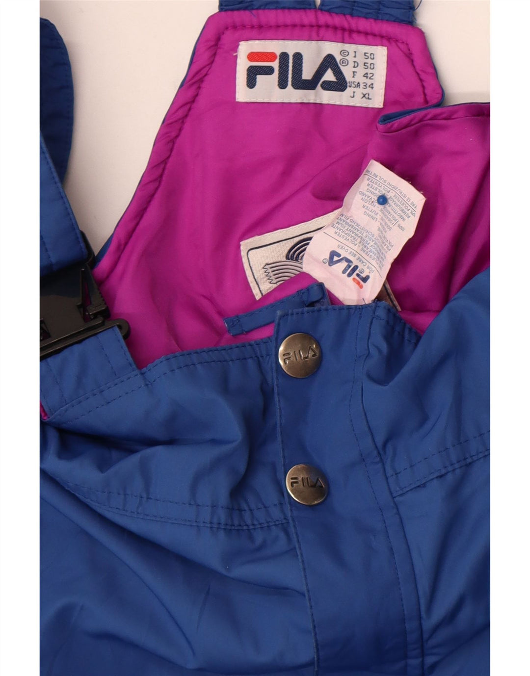 Fila Pantalon de Ski Salopette Homme IT 50 Large Bleu Colorblock Polyester
