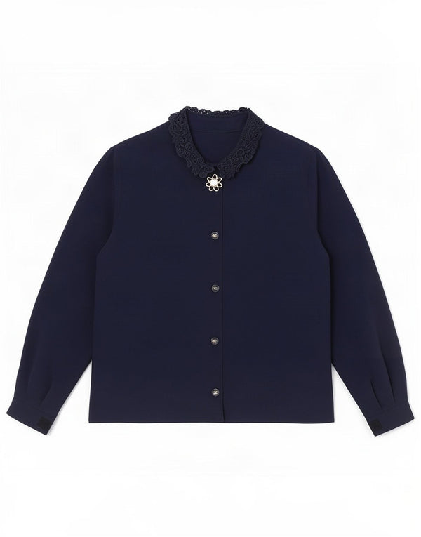 Chemisier vintage pour femme UK 44 Bleu marine moyen