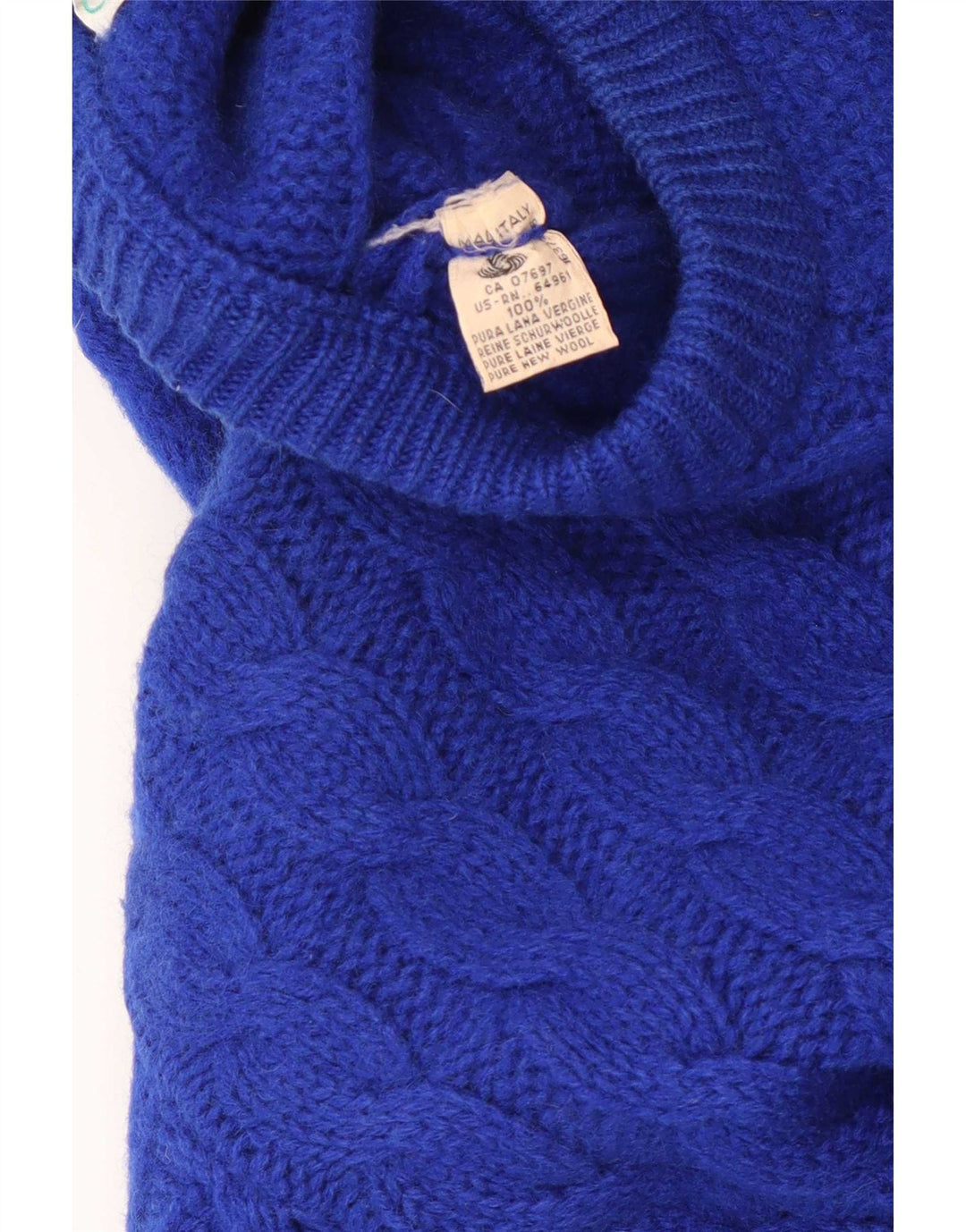 Benetton Pull col rond homme IT 50 laine bleu moyen
